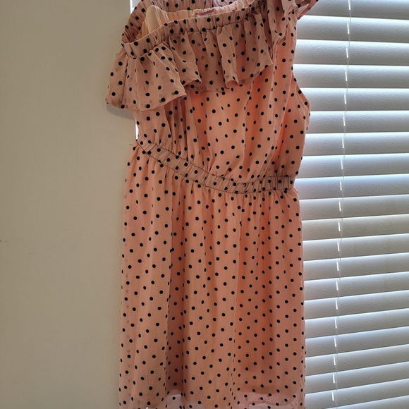 Andree peach polka dot off shoulder dress large - Picture 3 of 3